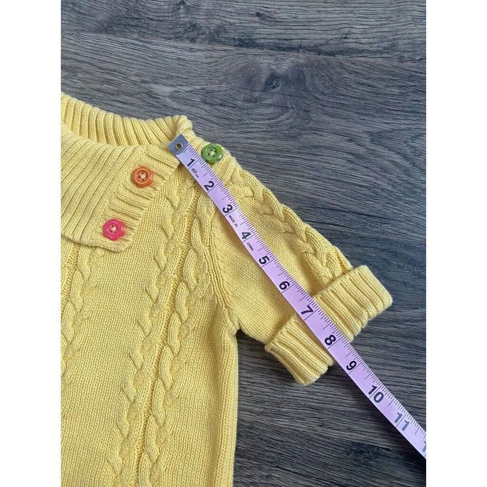 Kids Girls‎ VTG Gymboree sweater cable knit button yellow short sleeve SZ S 5-6